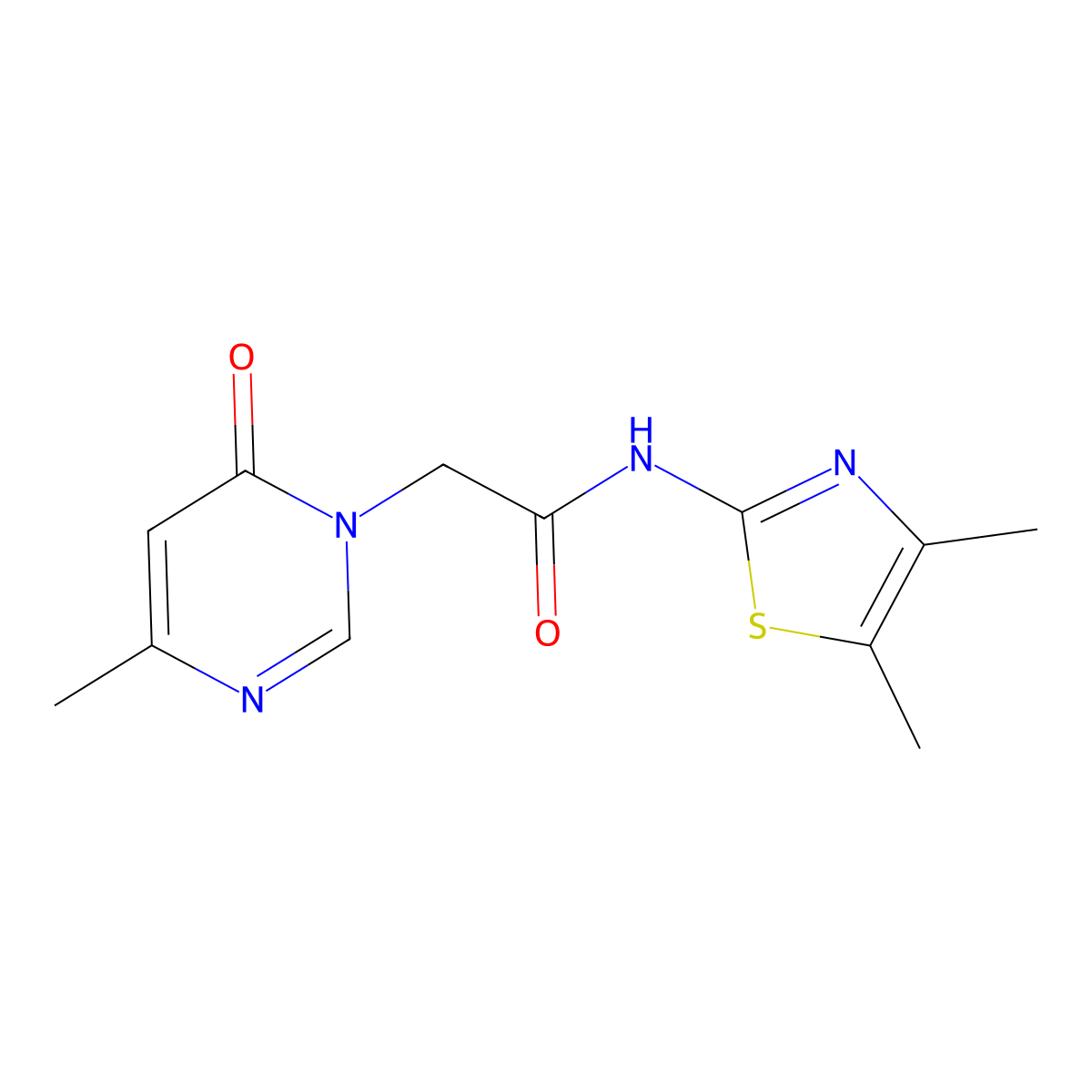 N-(4,5-dimethyl-1,3-thiazol-2-yl)-2-(4-methyl-6-oxo-1,6-dihydropyrimidin-1-yl)acetamide molecular structure, CAS 2327372-93-8