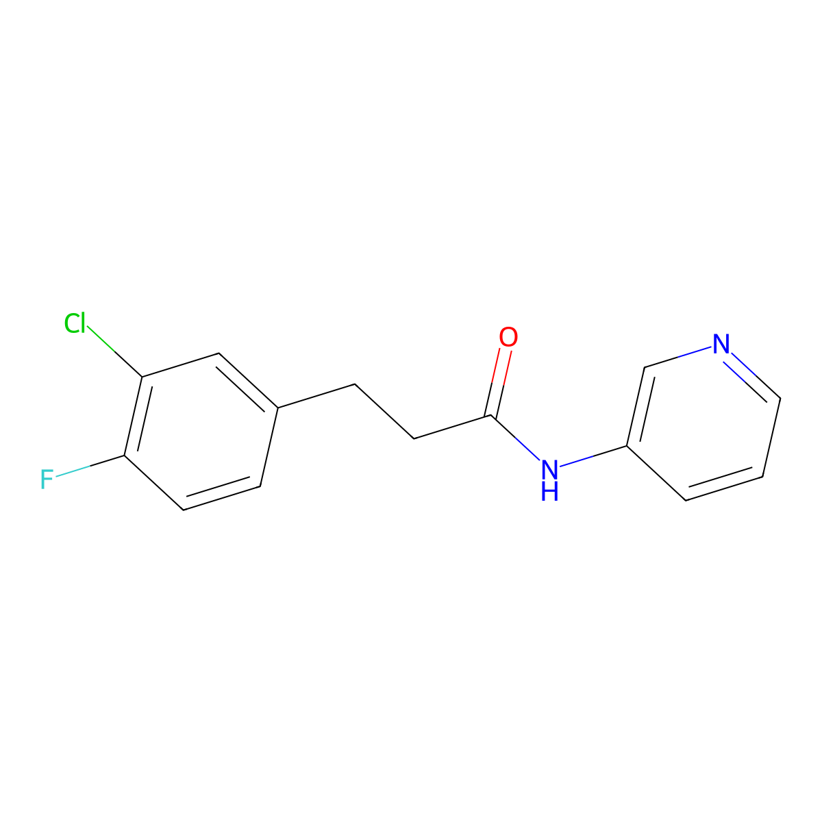 3-(3-chloro-4-fluorophenyl)-N-(pyridin-3-yl)propanamide molecular structure, CAS 2327380-64-1