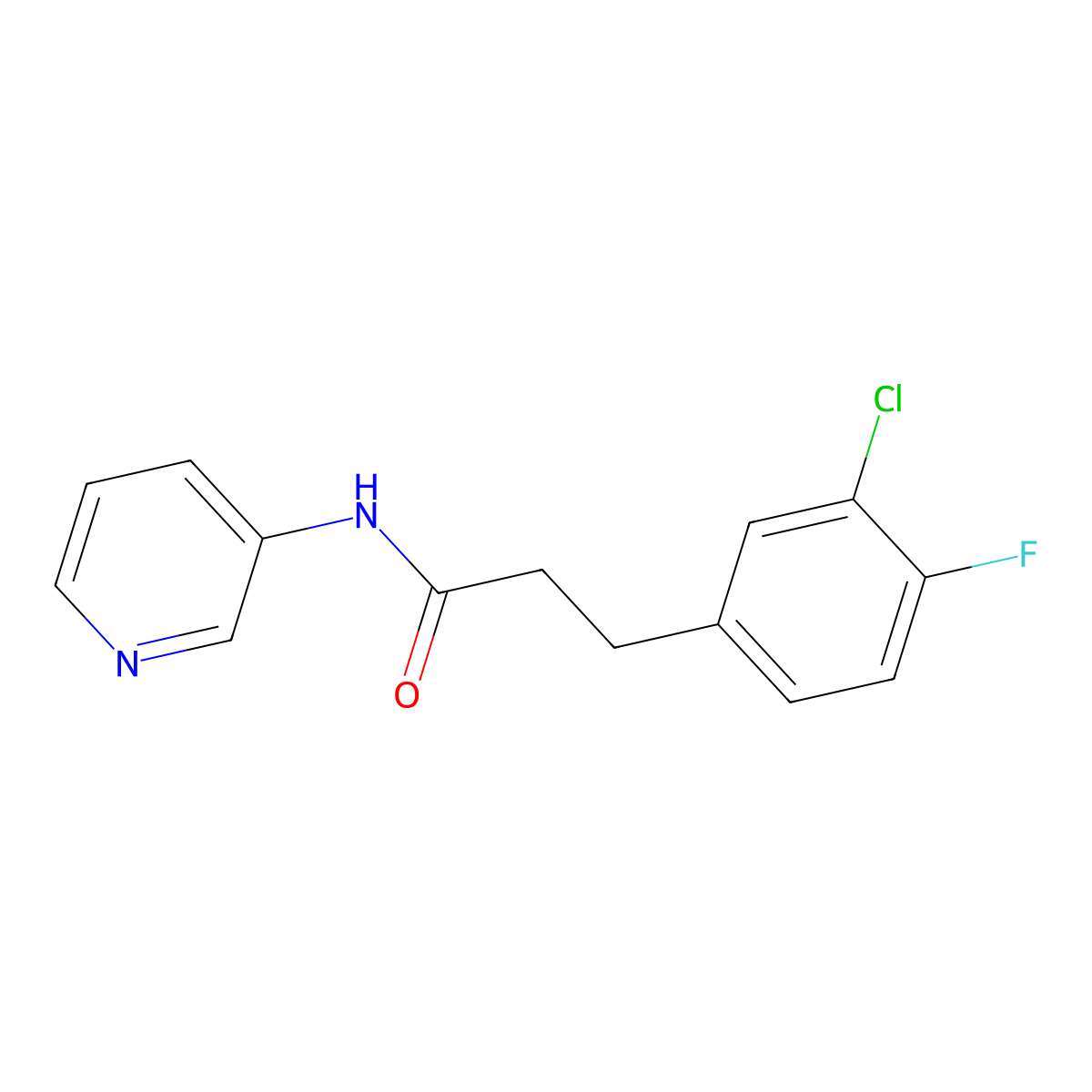 3-(3-chloro-4-fluorophenyl)-N-(pyridin-3-yl)propanamide molecular structure, CAS 2327380-64-1