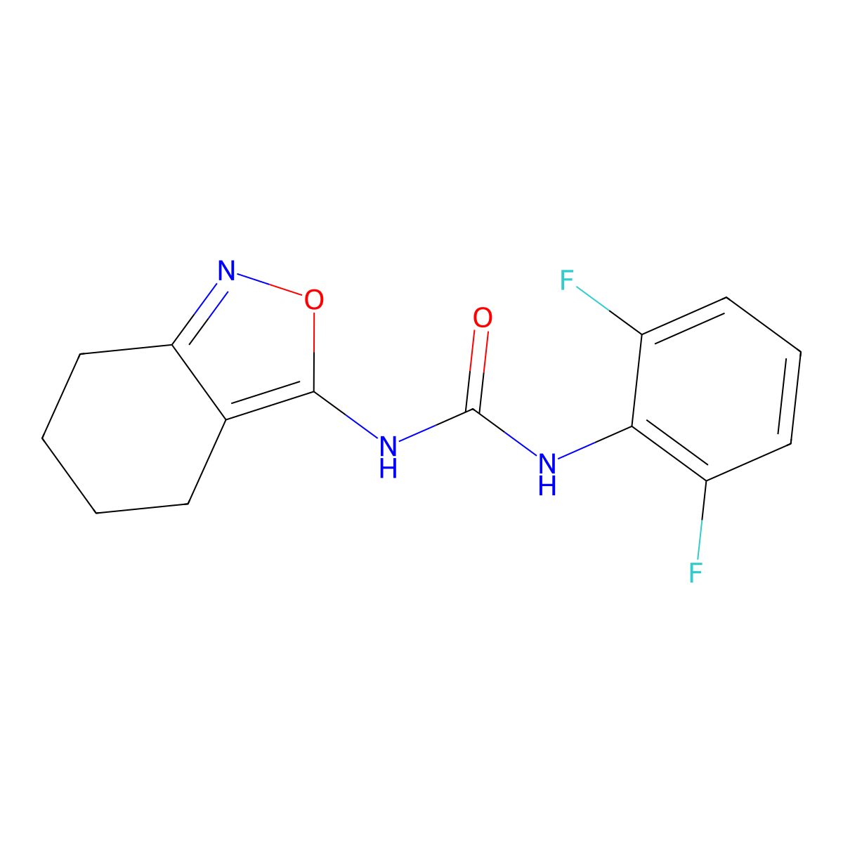 1-(2,6-Difluorophenyl)-3-(4,5,6,7-tetrahydro-2,1-benzoxazol-3-yl)urea molecular structure, CAS 2327381-00-8