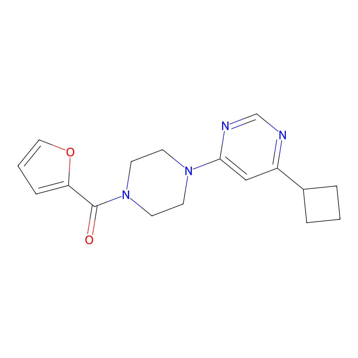 [4-(6-Cyclobutylpyrimidin-4-yl)piperazin-1-yl]-(furan-2-yl)methanone molecular structure, CAS 2327382-09-0