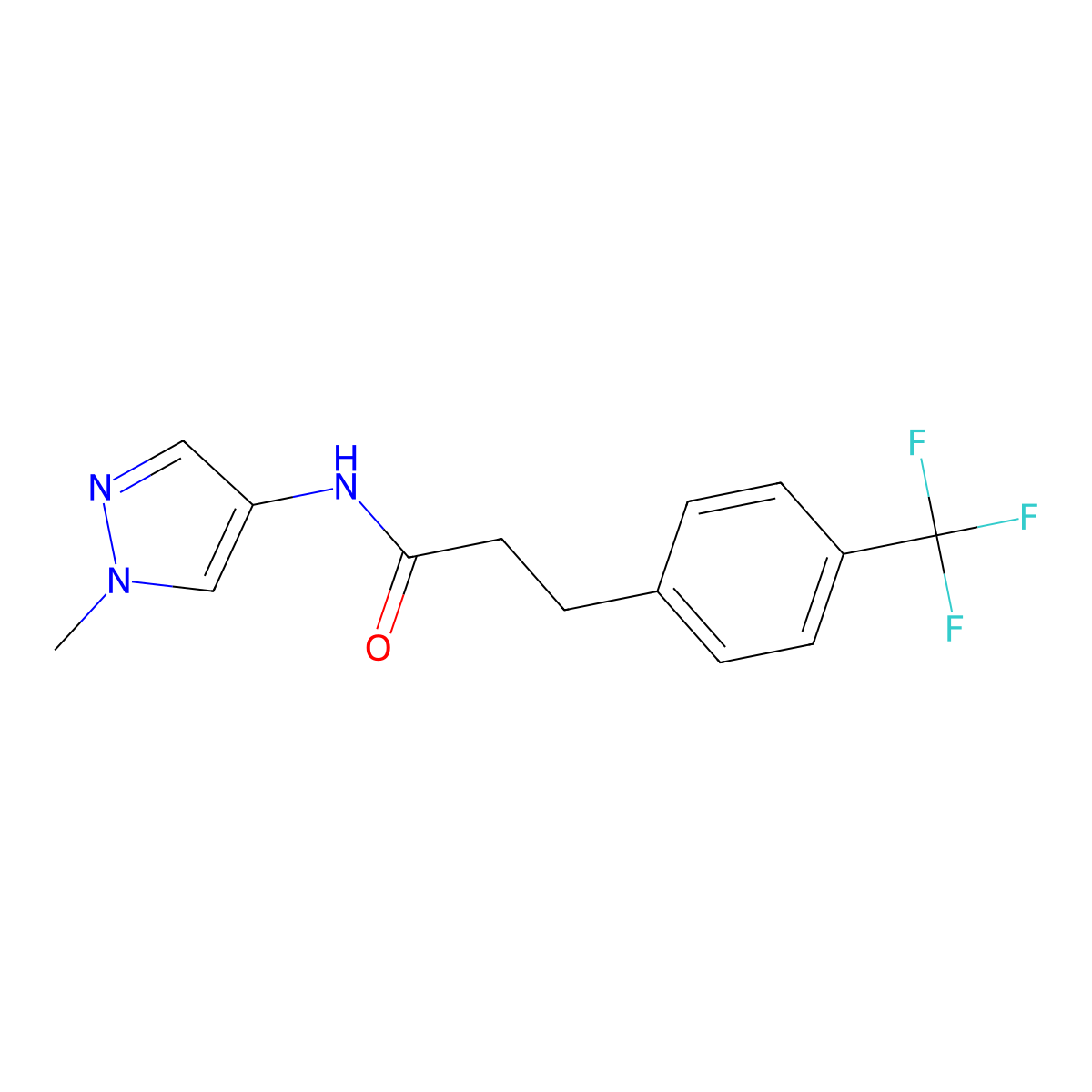 N-(1-methyl-1H-pyrazol-4-yl)-3-[4-(trifluoromethyl)phenyl]propanamide molecular structure, CAS 2327384-92-7
