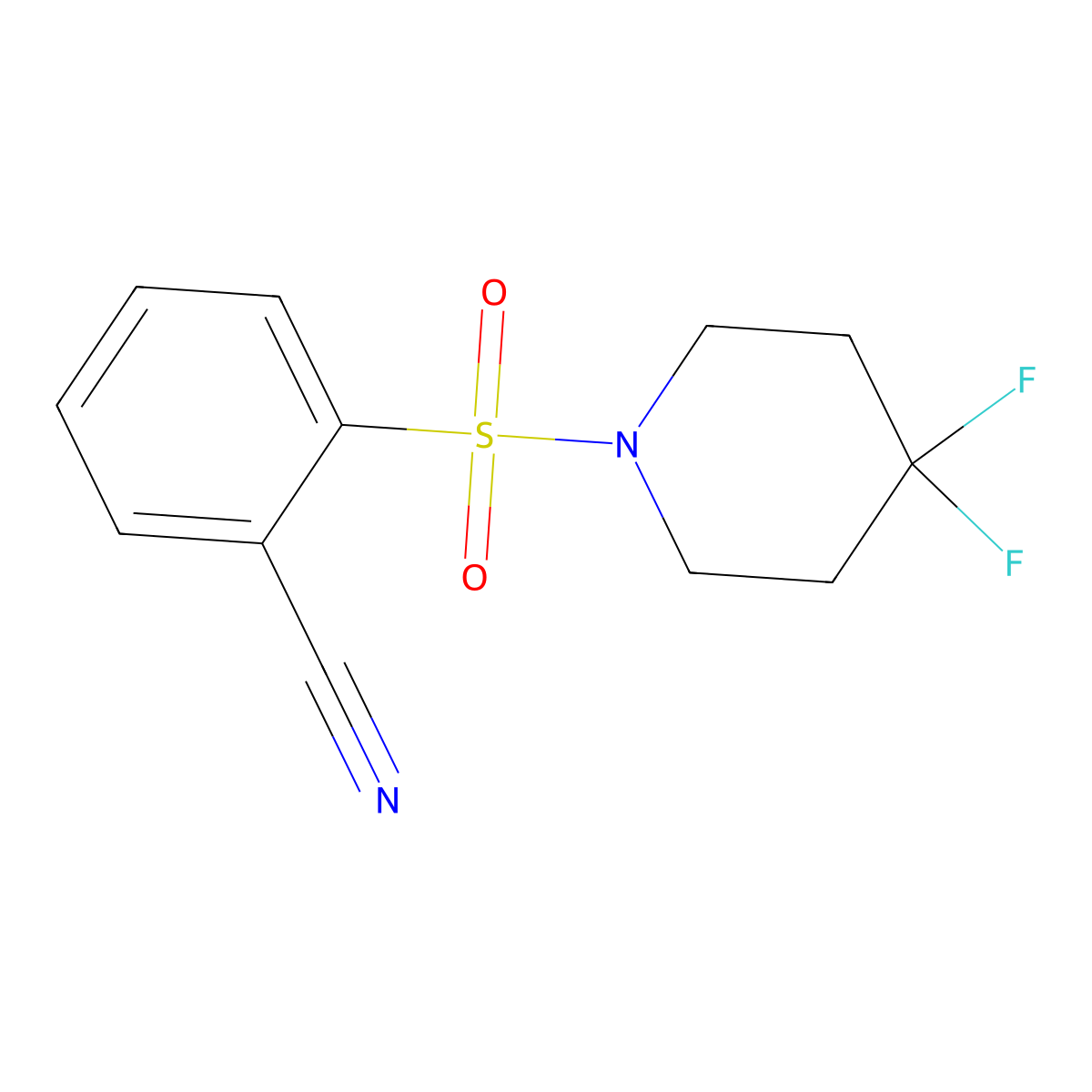 2-[(4,4-Difluoropiperidin-1-yl)sulfonyl]benzonitrile molecular structure, CAS 2327385-04-4