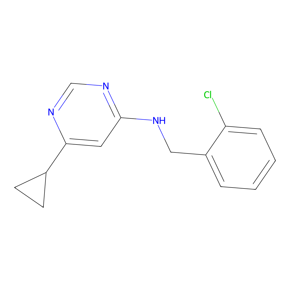 N-[(2-chlorophenyl)methyl]-6-cyclopropylpyrimidin-4-amine molecular structure, CAS 2327392-03-8