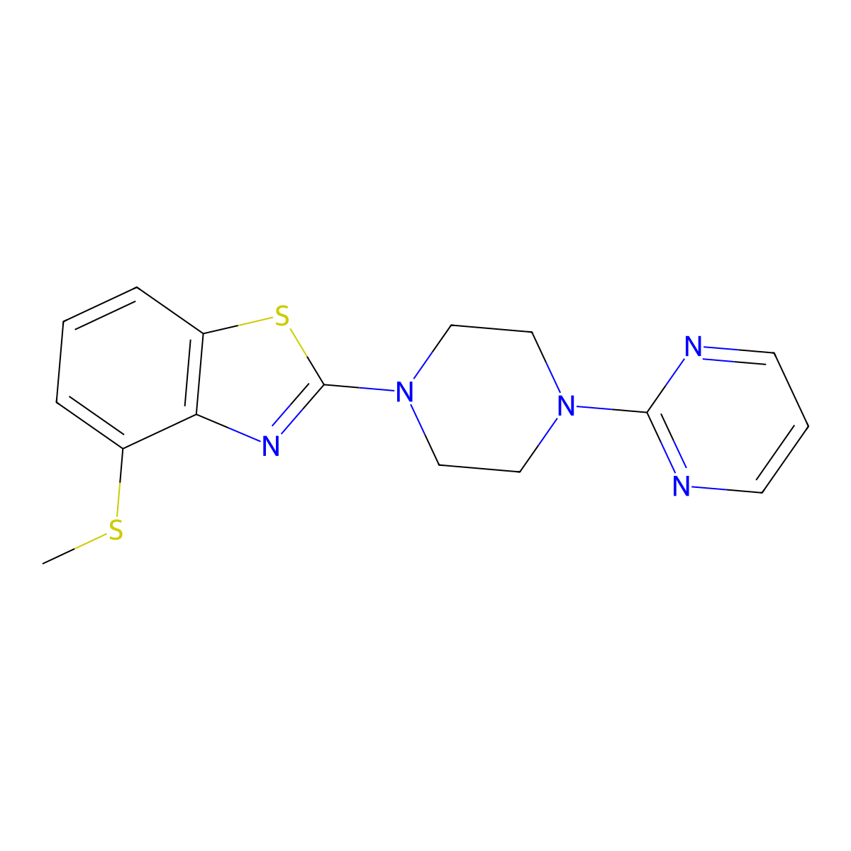 4-(Methylsulfanyl)-2-[4-(pyrimidin-2-yl)piperazin-1-yl]-1,3-benzothiazole molecular structure, CAS 2327393-07-5