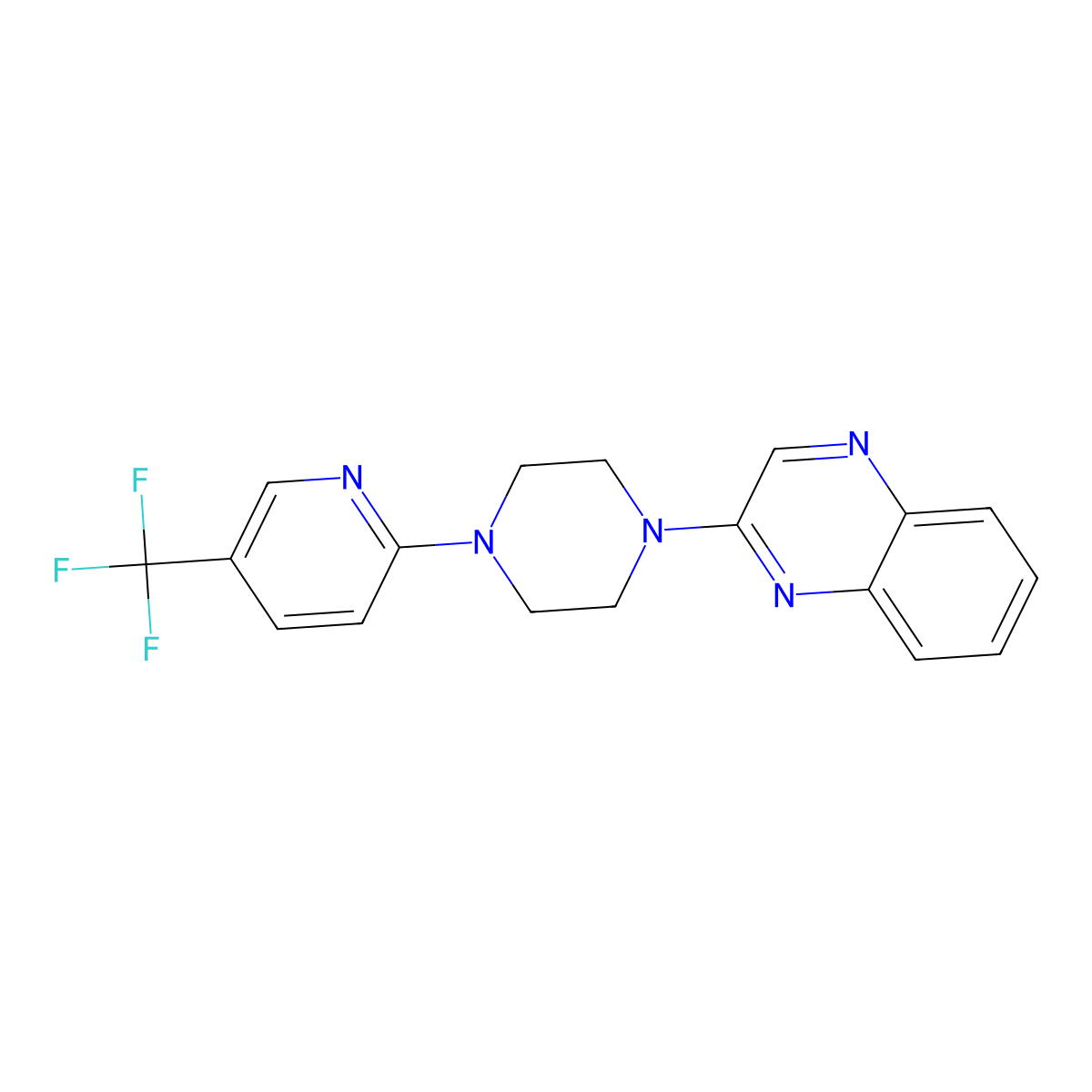 2-{4-[5-(Trifluoromethyl)pyridin-2-yl]piperazin-1-yl}quinoxaline molecular structure, CAS 2327396-16-5