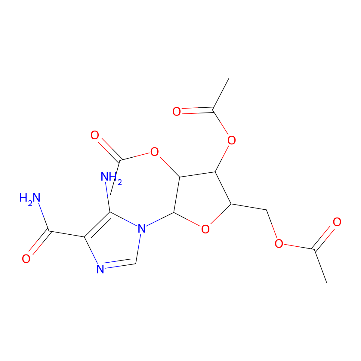 [3,4-Diacetyloxy-5-(5-amino-4-carbamoylimidazol-1-yl)oxolan-2-yl]methyl acetate molecular structure, CAS 23274-21-7