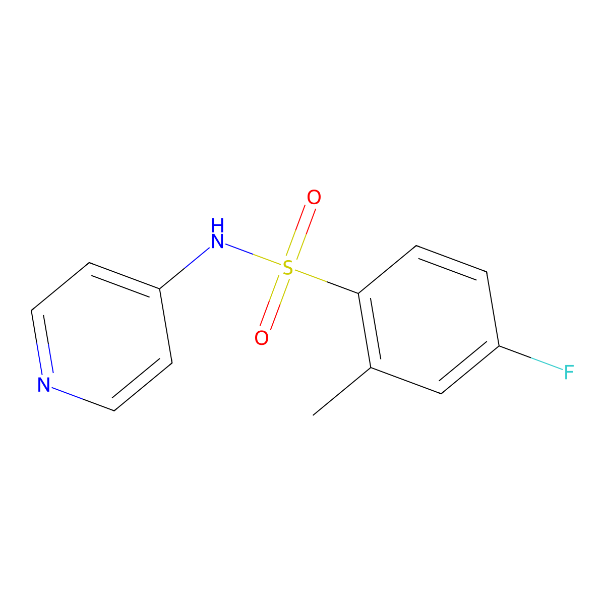 4-fluoro-2-methyl-N-(pyridin-4-yl)benzene-1-sulfonamide molecular structure, CAS 2327403-93-8