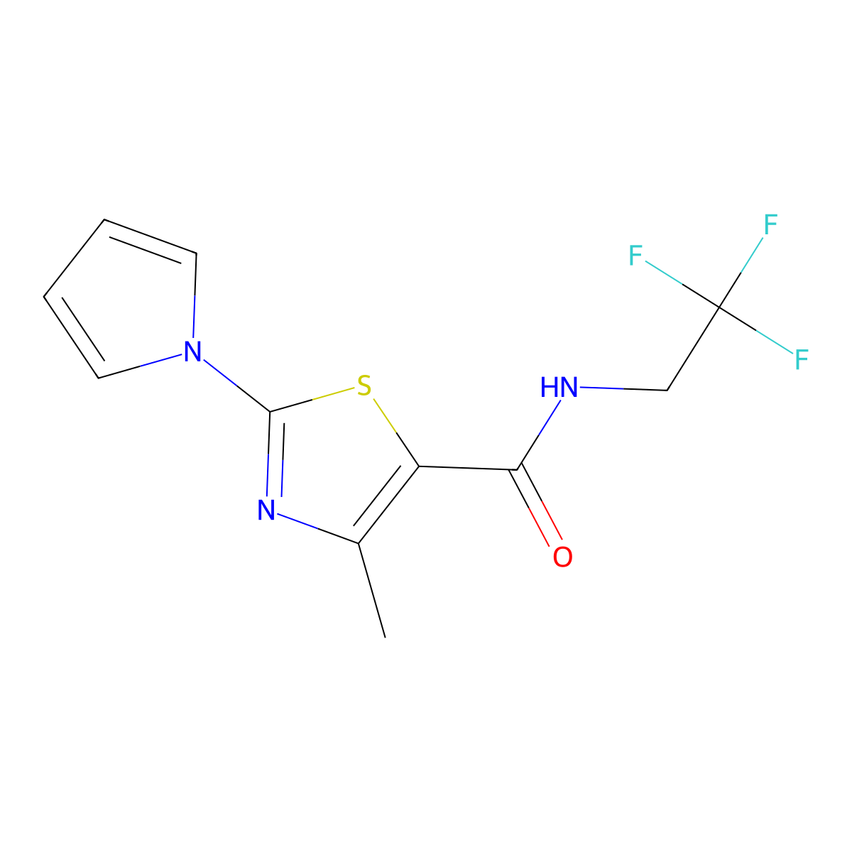 4-methyl-2-(1H-pyrrol-1-yl)-N-(2,2,2-trifluoroethyl)-1,3-thiazole-5-carboxamide molecular structure, CAS 2327404-52-2