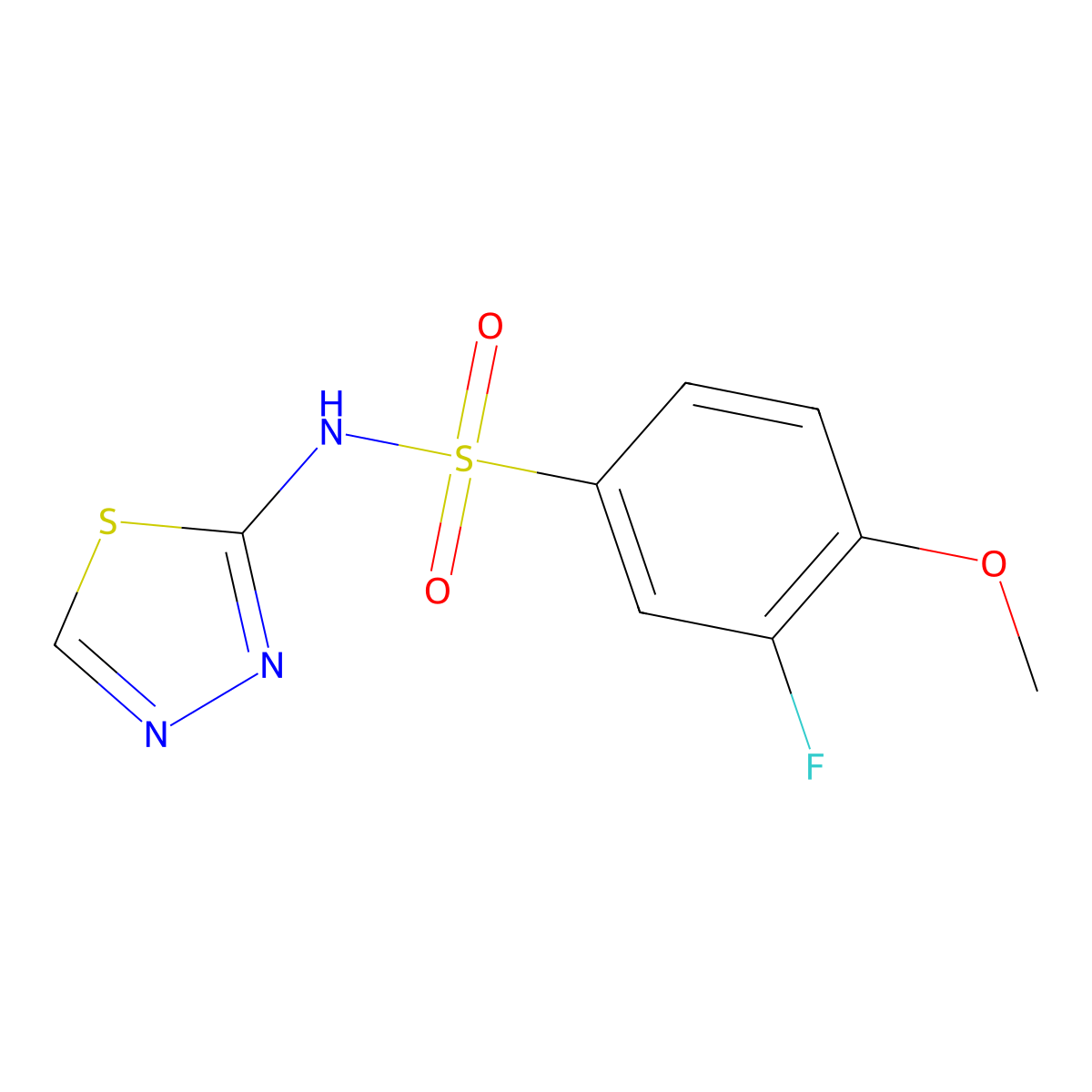 3-fluoro-4-methoxy-N-(1,3,4-thiadiazol-2-yl)benzene-1-sulfonamide molecular structure, CAS 2327408-78-4