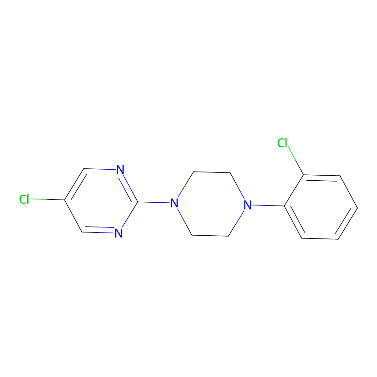 5-Chloro-2-[4-(2-chlorophenyl)piperazin-1-yl]pyrimidine molecular structure, CAS 2327420-82-4