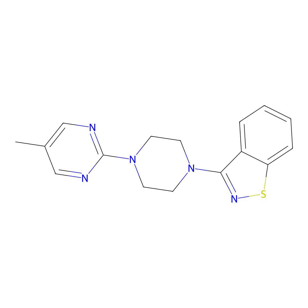 3-[4-(5-Methylpyrimidin-2-yl)piperazin-1-yl]-1,2-benzothiazole molecular structure, CAS 2327443-96-7