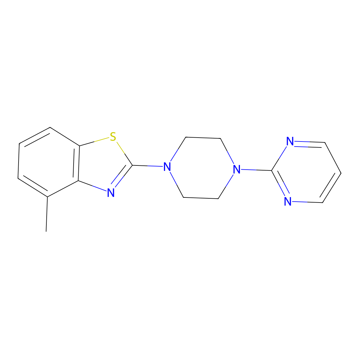 4-Methyl-2-[4-(pyrimidin-2-yl)piperazin-1-yl]-1,3-benzothiazole molecular structure, CAS 2327444-72-2