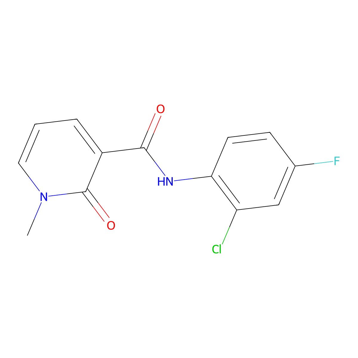 N-(2-chloro-4-fluorophenyl)-1-methyl-2-oxo-1,2-dihydropyridine-3-carboxamide molecular structure, CAS 2327448-79-1