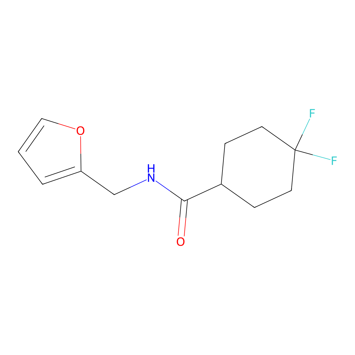 4,4-Difluoro-N-(furan-2-ylmethyl)cyclohexane-1-carboxamide molecular structure, CAS 2327450-24-6