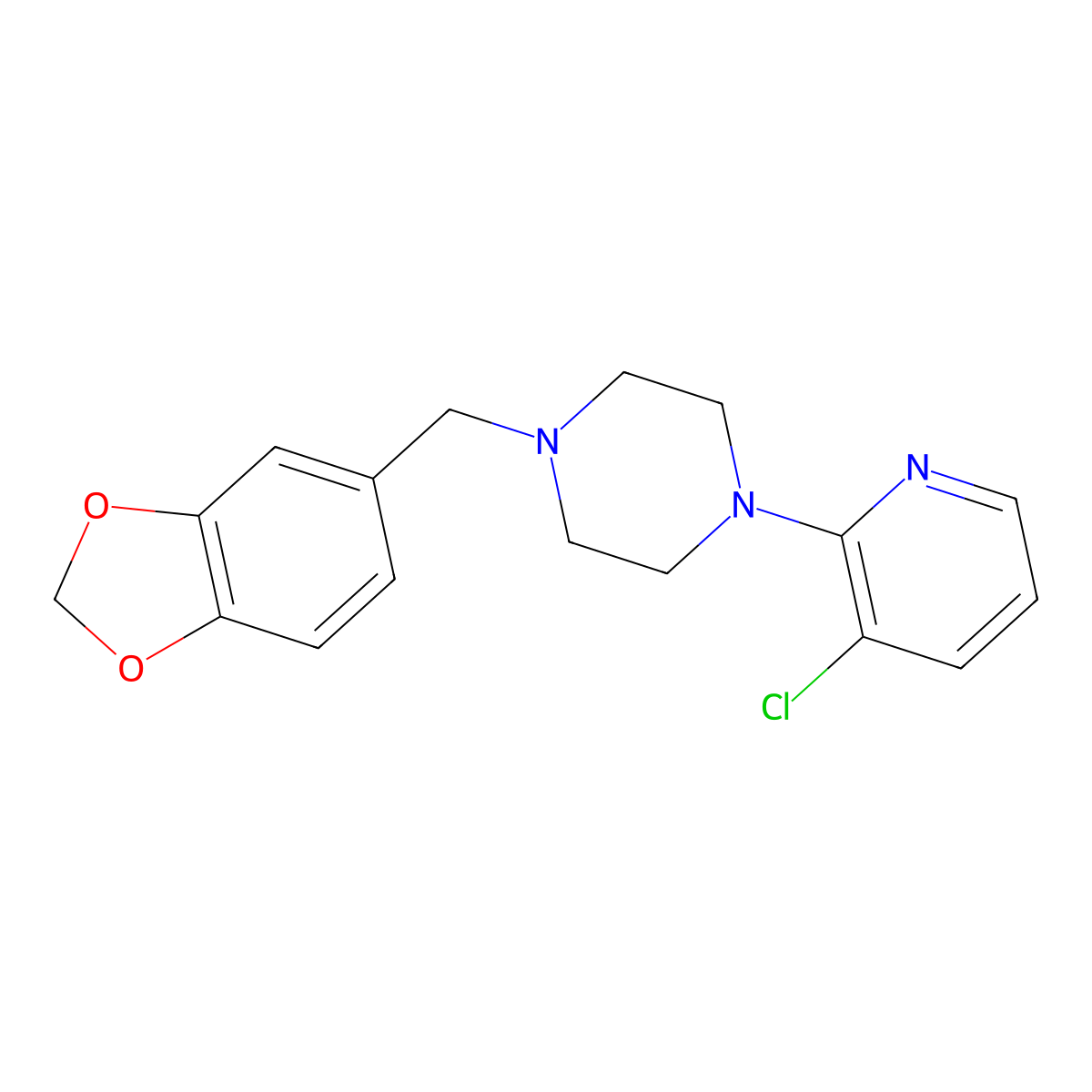1-(1,3-Benzodioxol-5-ylmethyl)-4-(3-chloropyridin-2-yl)piperazine molecular structure, CAS 2327451-59-0