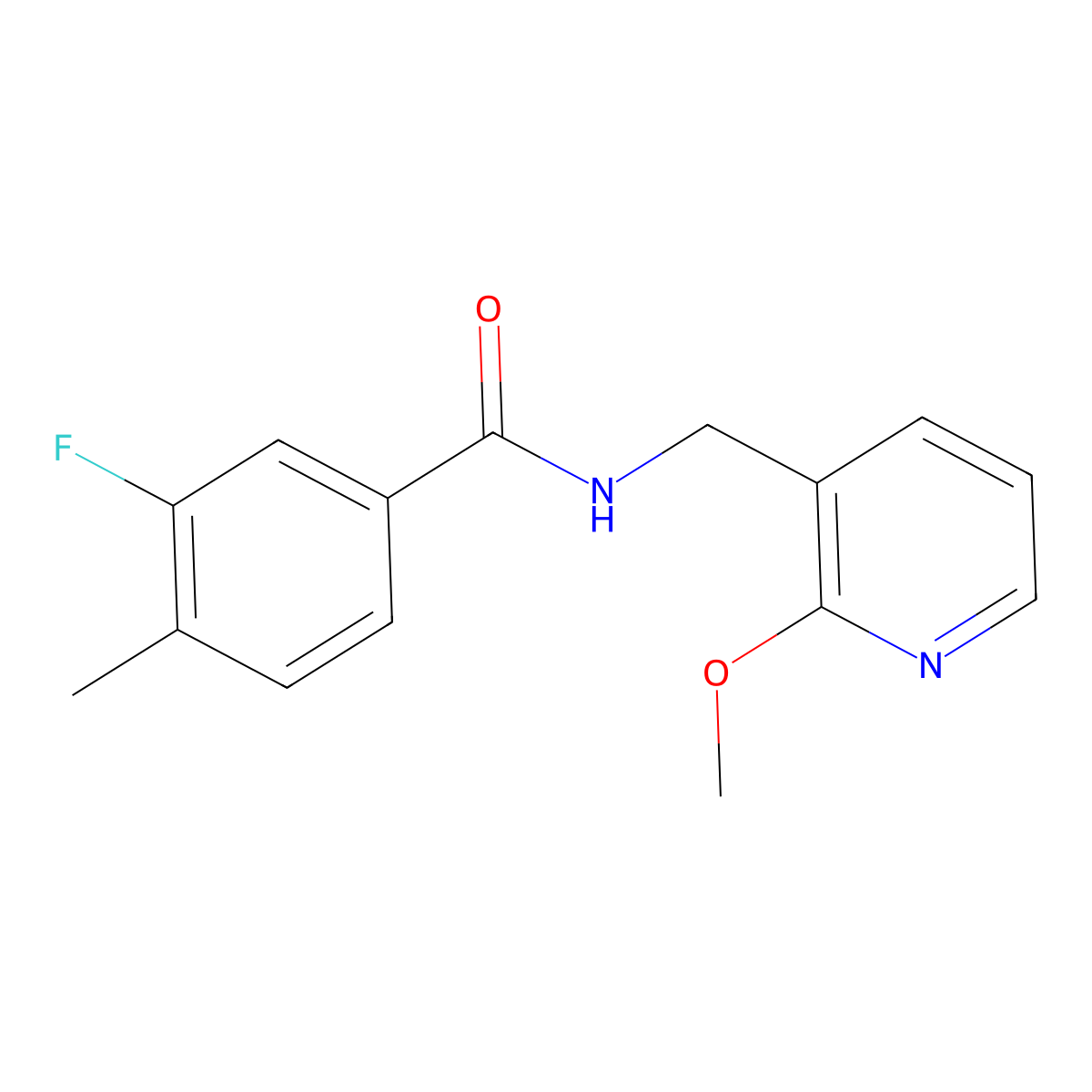 3-fluoro-N-[(2-methoxypyridin-3-yl)methyl]-4-methylbenzamide molecular structure, CAS 2327469-18-9