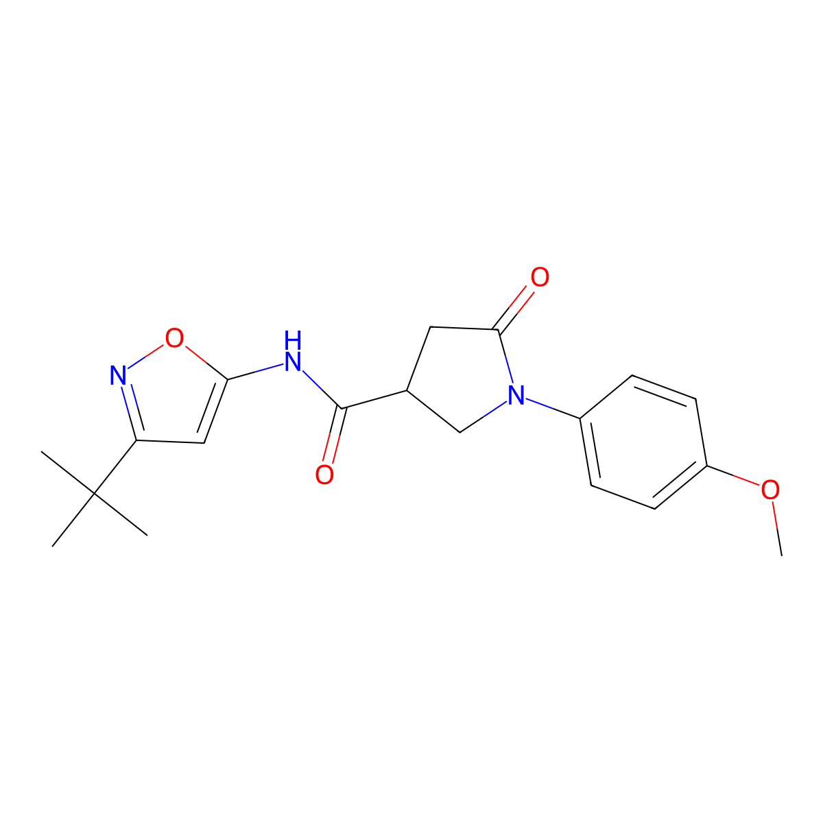 N-(3-tert-butyl-1,2-oxazol-5-yl)-1-(4-methoxyphenyl)-5-oxopyrrolidine-3-carboxamide molecular structure, CAS 2327475-24-9