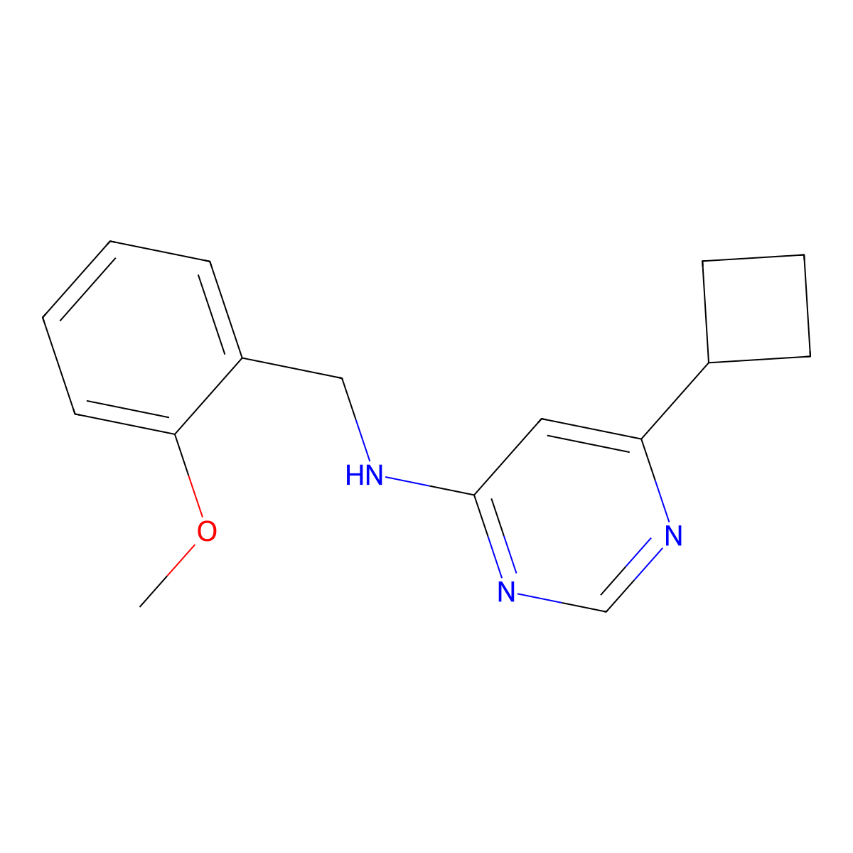 6-cyclobutyl-N-[(2-methoxyphenyl)methyl]pyrimidin-4-amine molecular structure, CAS 2327487-59-0