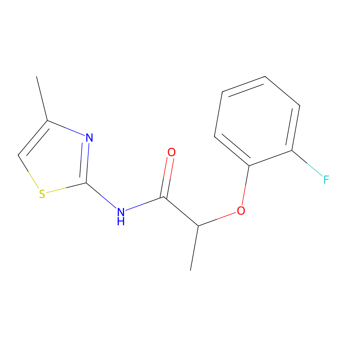 2-(2-fluorophenoxy)-N-(4-methyl-1,3-thiazol-2-yl)propanamide molecular structure, CAS 2327494-12-0