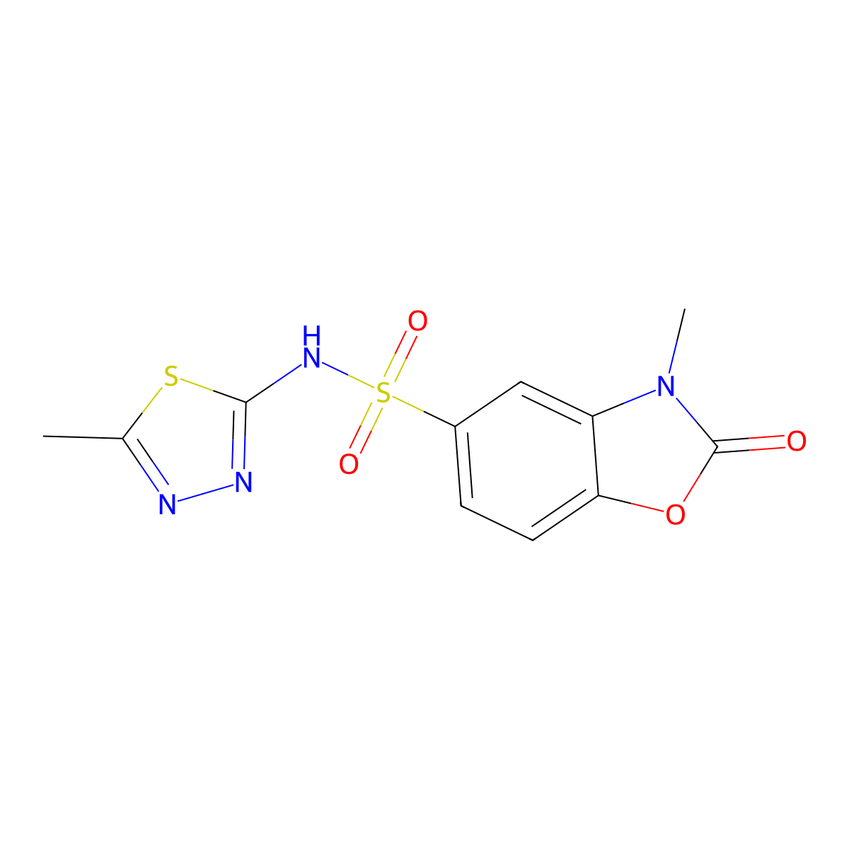 3-methyl-N-(5-methyl-1,3,4-thiadiazol-2-yl)-2-oxo-2,3-dihydro-1,3-benzoxazole-5-sulfonamide molecular structure, CAS 2327503-62-6