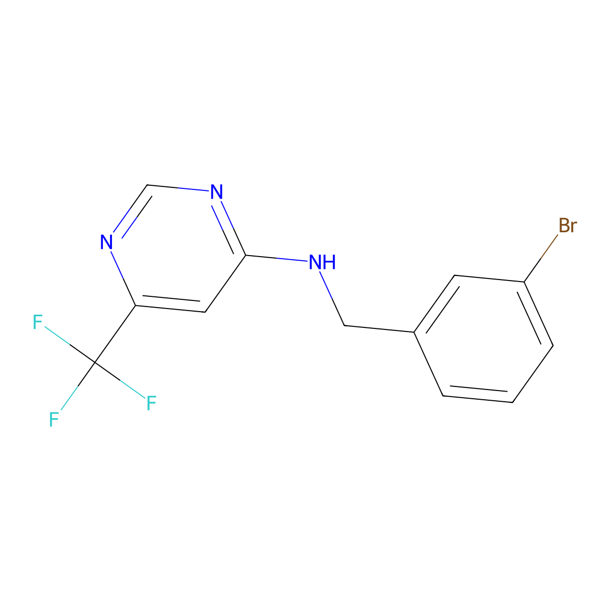 N-[(3-bromophenyl)methyl]-6-(trifluoromethyl)pyrimidin-4-amine molecular structure, CAS 2327505-03-1