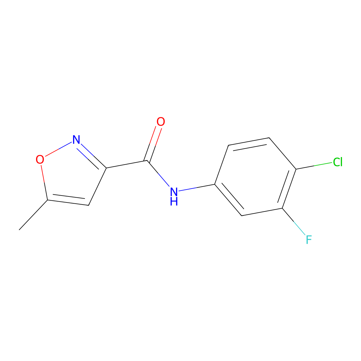 N-(4-chloro-3-fluorophenyl)-5-methyl-1,2-oxazole-3-carboxamide molecular structure, CAS 2327505-11-1
