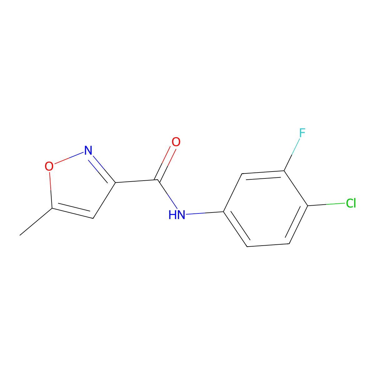 N-(4-chloro-3-fluorophenyl)-5-methyl-1,2-oxazole-3-carboxamide molecular structure, CAS 2327505-11-1