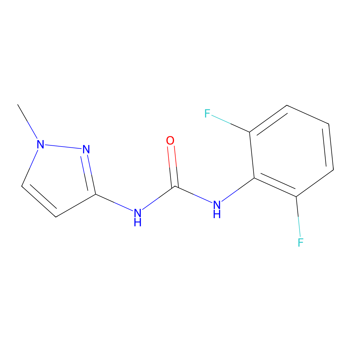 1-(2,6-difluorophenyl)-3-(1-methyl-1H-pyrazol-3-yl)urea molecular structure, CAS 2327506-64-7