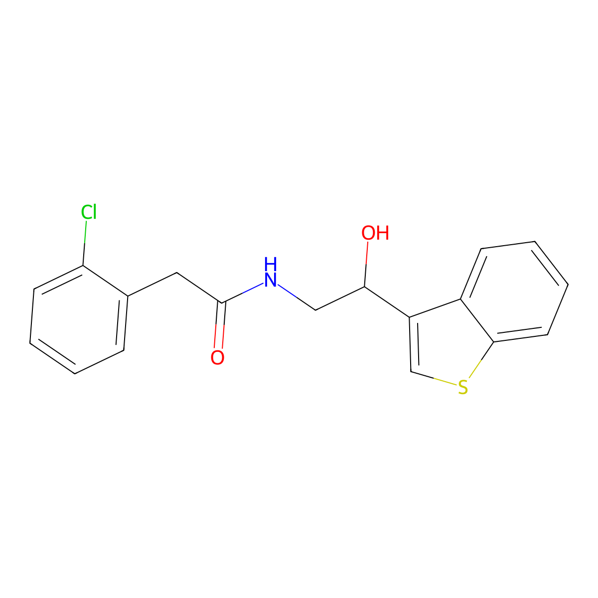 N-[2-(1-benzothiophen-3-yl)-2-hydroxyethyl]-2-(2-chlorophenyl)acetamide molecular structure, CAS 2327509-96-4
