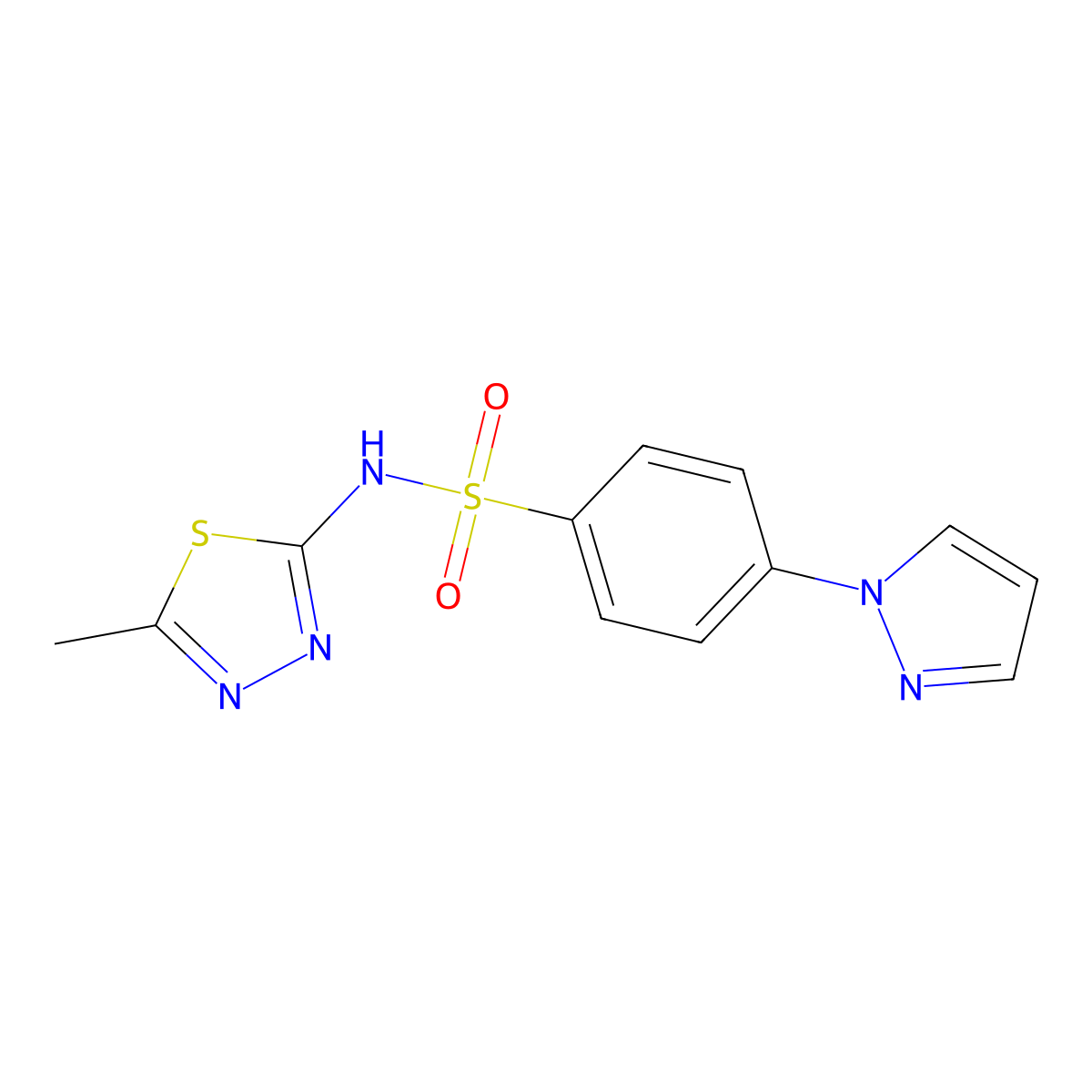 N-(5-methyl-1,3,4-thiadiazol-2-yl)-4-(1H-pyrazol-1-yl)benzene-1-sulfonamide molecular structure, CAS 2327524-19-4
