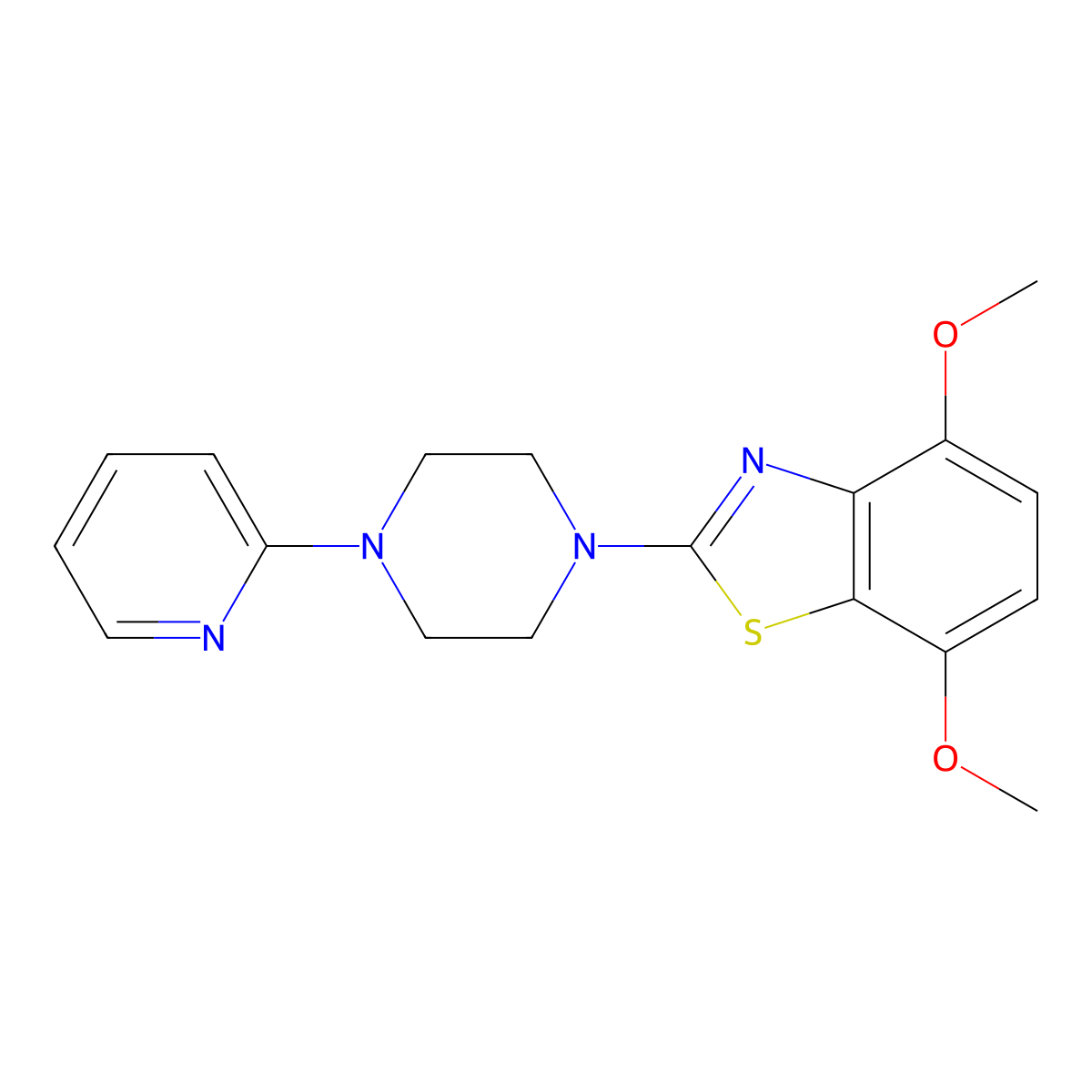 4,7-Dimethoxy-2-[4-(pyridin-2-yl)piperazin-1-yl]-1,3-benzothiazole molecular structure, CAS 2327528-74-3