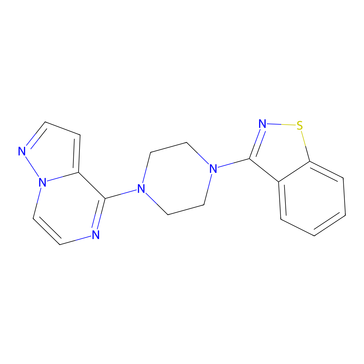 3-(4-{Pyrazolo[1,5-a]pyrazin-4-yl}piperazin-1-yl)-1,2-benzothiazole molecular structure, CAS 2327532-41-0