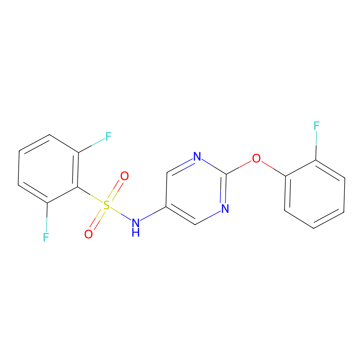 2,6-difluoro-N-[2-(2-fluorophenoxy)pyrimidin-5-yl]benzene-1-sulfonamide molecular structure, CAS 2327554-51-6