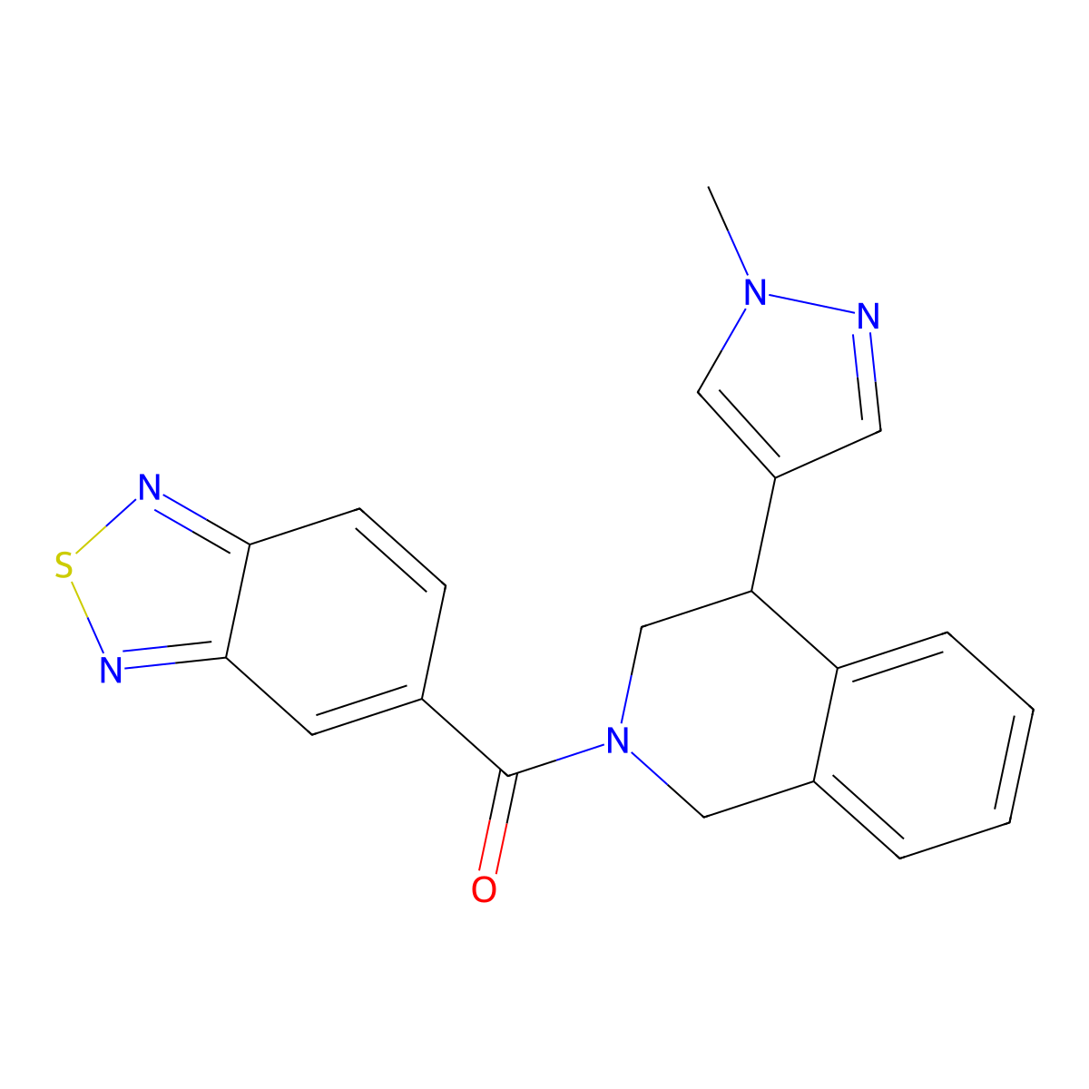 benzo[c][1,2,5]thiadiazol-5-yl(4-(1-methyl-1H-pyrazol-4-yl)-3,4-dihydroisoquinolin-2(1H)-yl)methanone molecular structure, CAS 2327590-85-0
