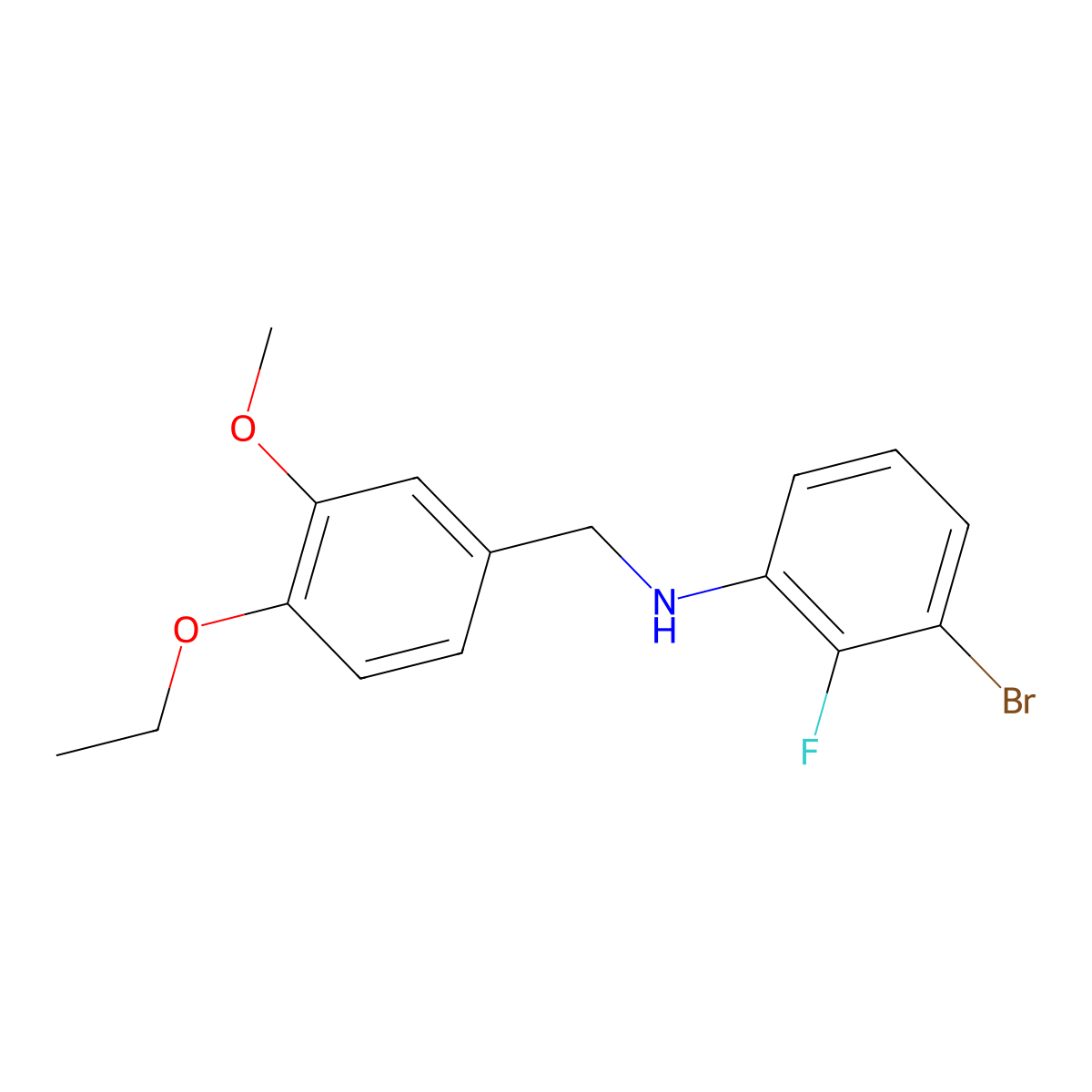 3-bromo-N-[(4-ethoxy-3-methoxyphenyl)methyl]-2-fluoroaniline molecular structure, CAS 2327659-08-3