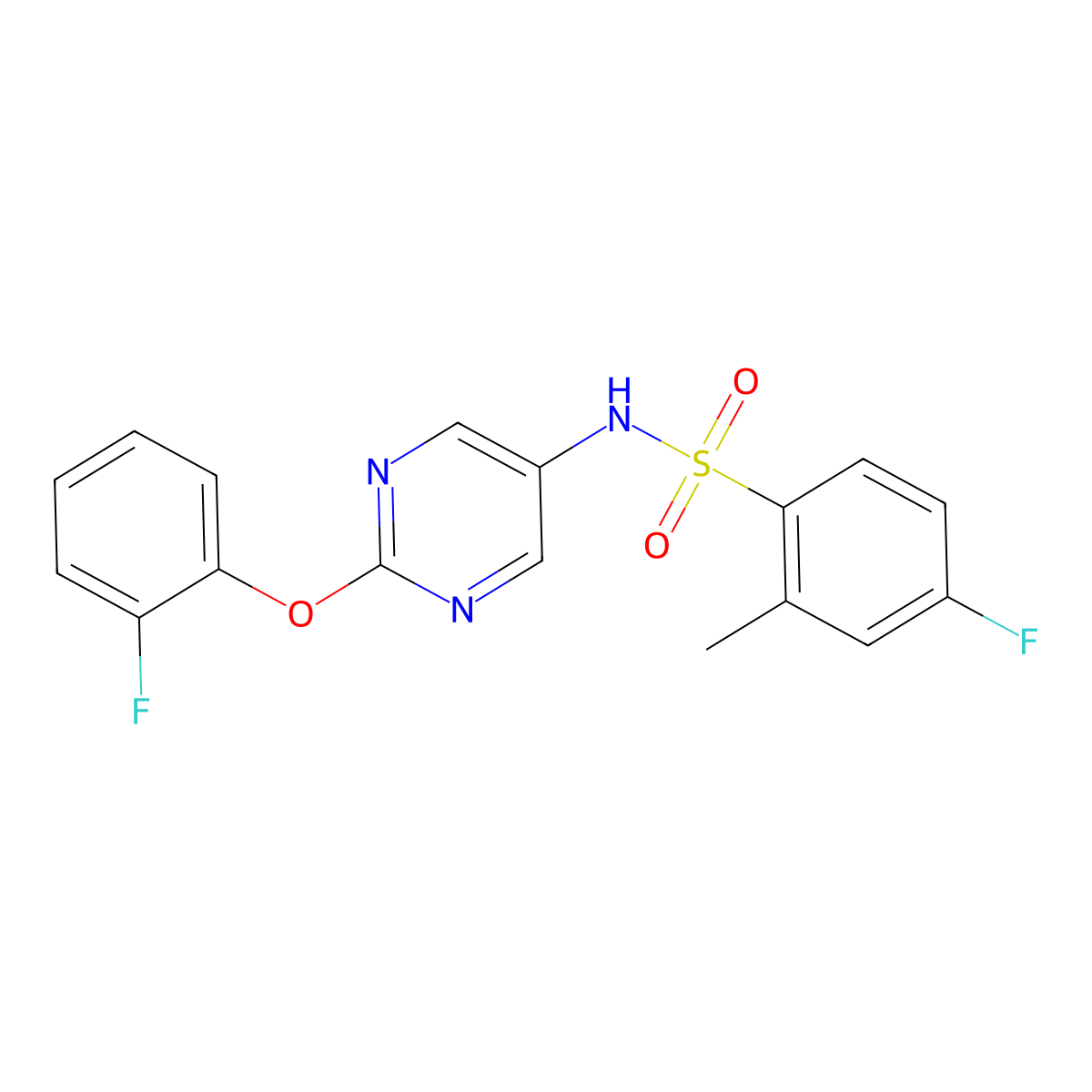 4-fluoro-N-[2-(2-fluorophenoxy)pyrimidin-5-yl]-2-methylbenzene-1-sulfonamide molecular structure, CAS 2327701-50-6