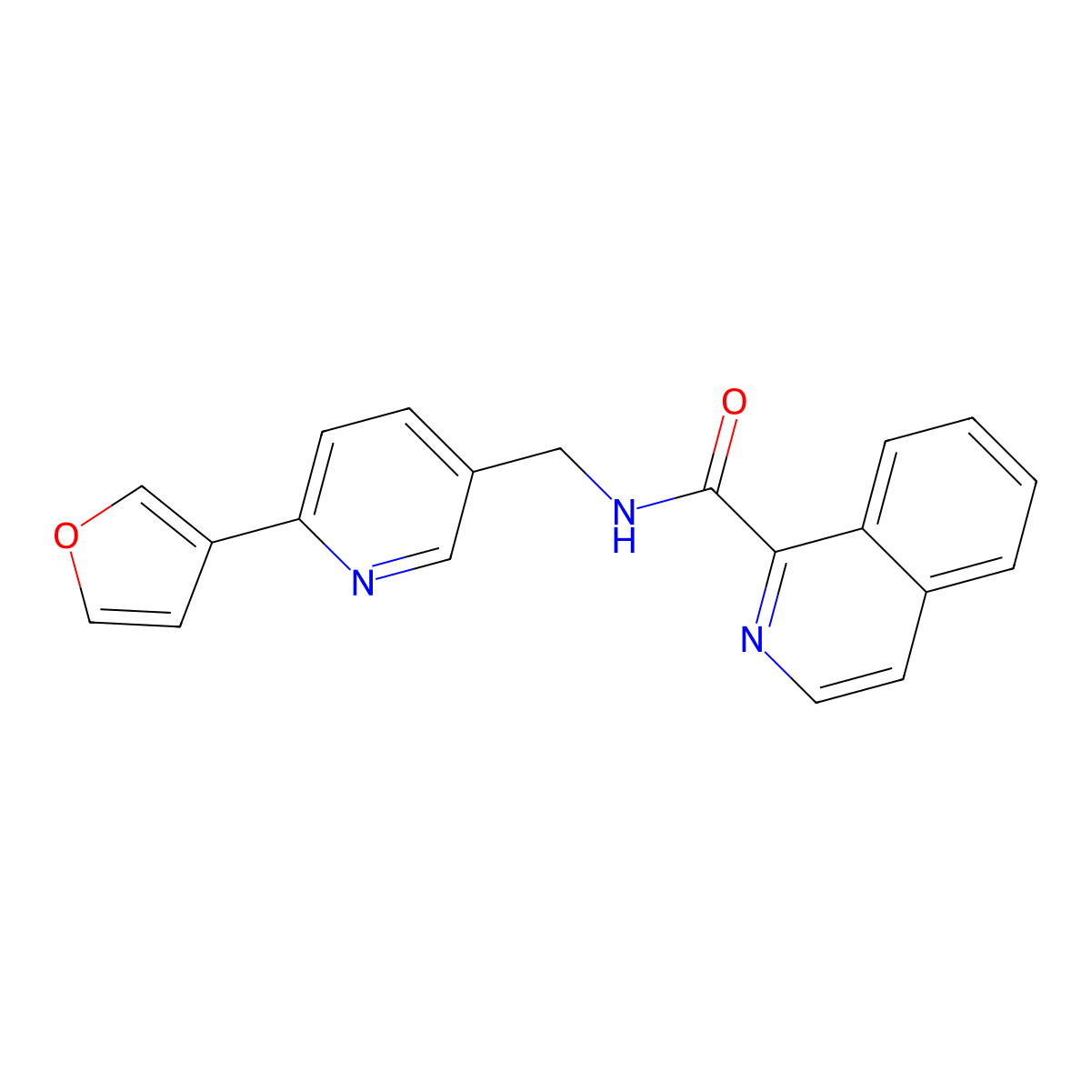 N-[[6-(furan-3-yl)pyridin-3-yl]methyl]isoquinoline-1-carboxamide molecular structure, CAS 2327716-41-4