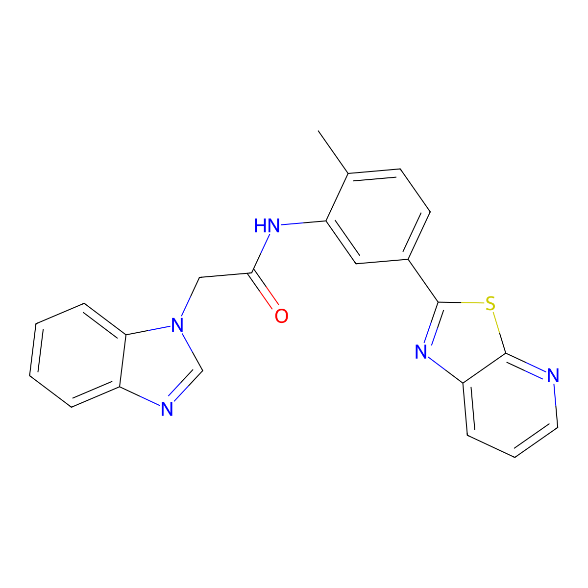 2-(1H-1,3-benzodiazol-1-yl)-N-(2-methyl-5-{[1,3]thiazolo[5,4-b]pyridin-2-yl}phenyl)acetamide molecular structure, CAS 2327732-08-9