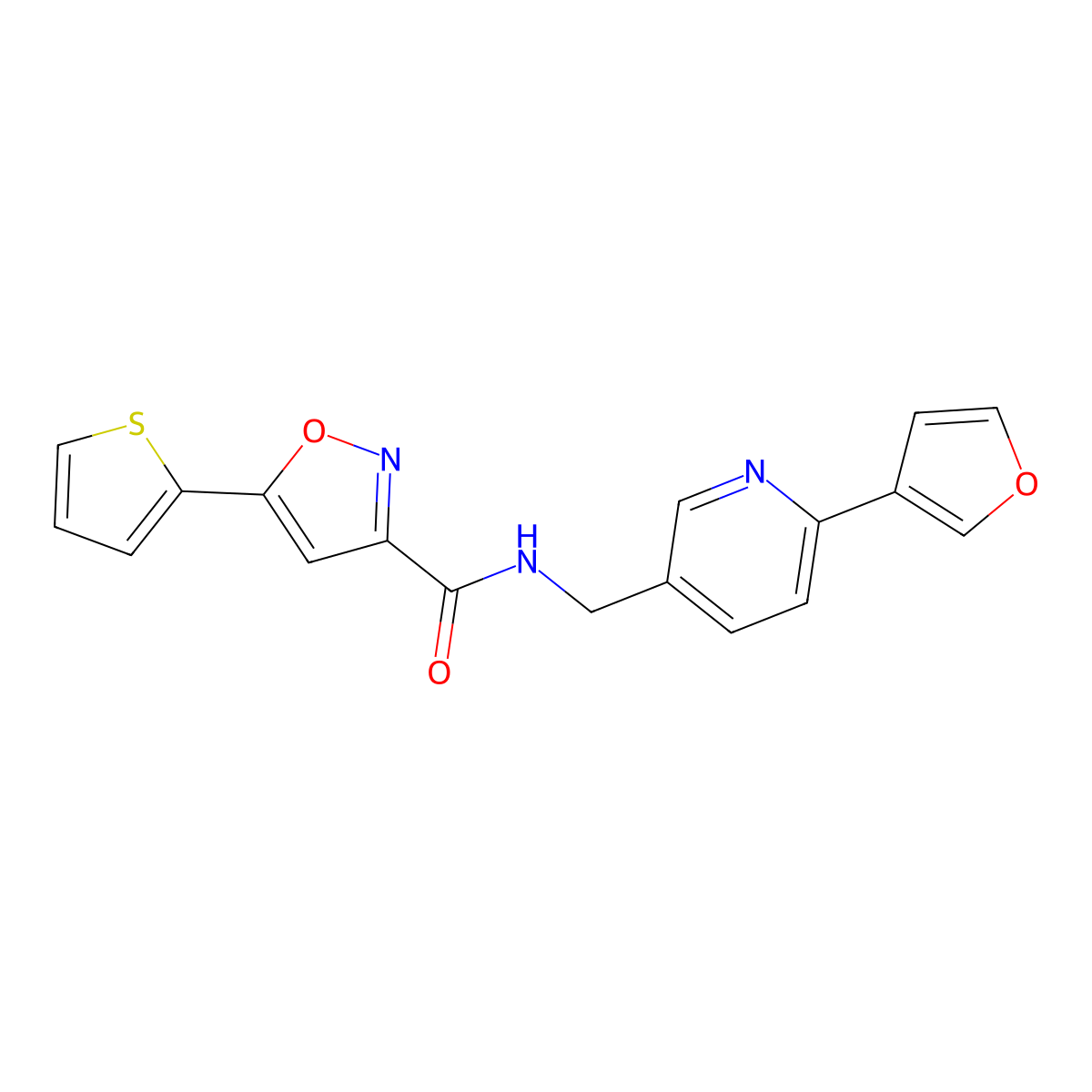 N-((6-(furan-3-yl)pyridin-3-yl)methyl)-5-(thiophen-2-yl)isoxazole-3-carboxamide molecular structure, CAS 2327752-96-3