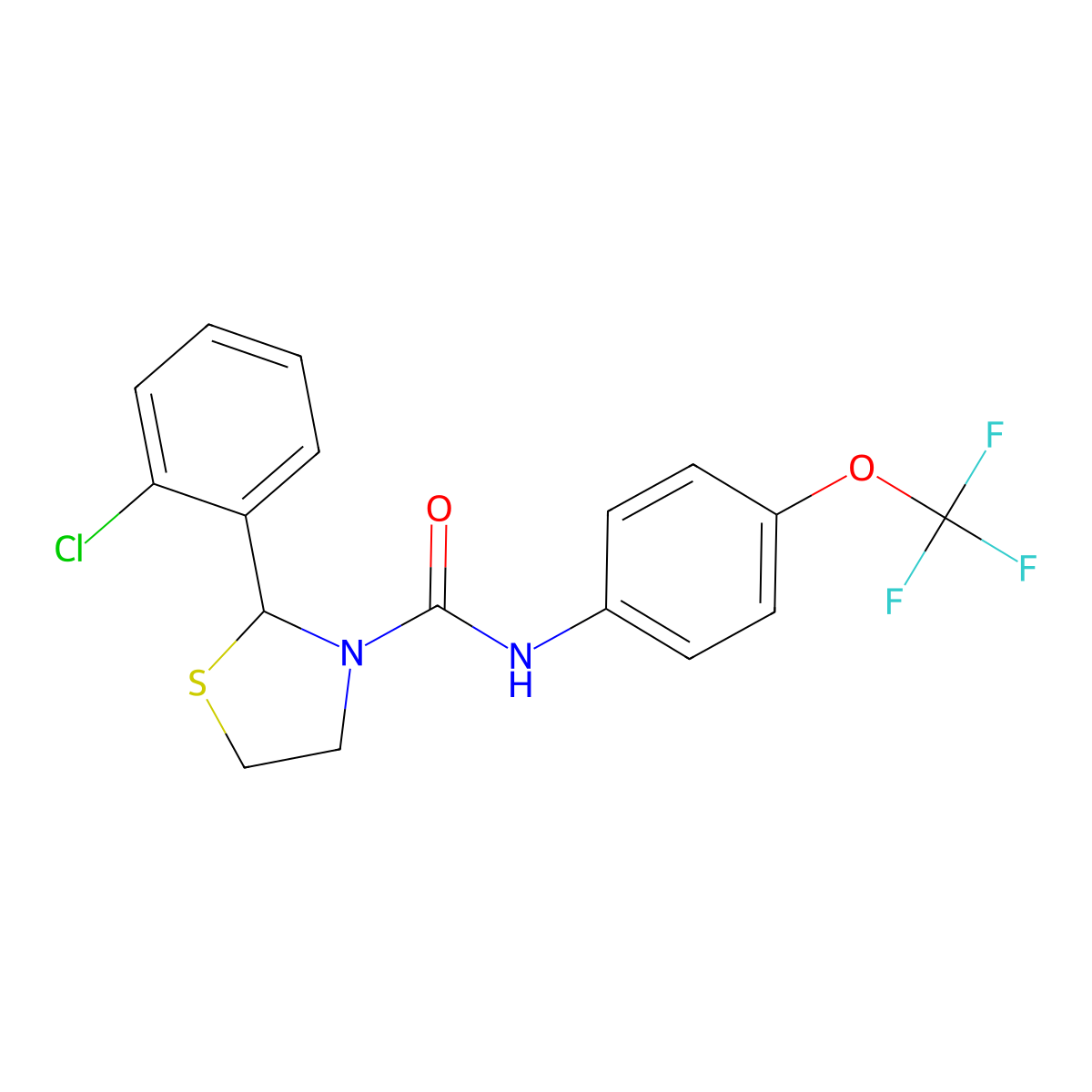 2-(2-chlorophenyl)-N-[4-(trifluoromethoxy)phenyl]-1,3-thiazolidine-3-carboxamide molecular structure, CAS 2327785-64-6