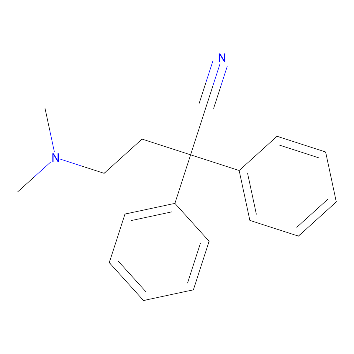4-(Dimethylamino)-2,2-diphenylbutanenitrile molecular structure, CAS 23278-88-8