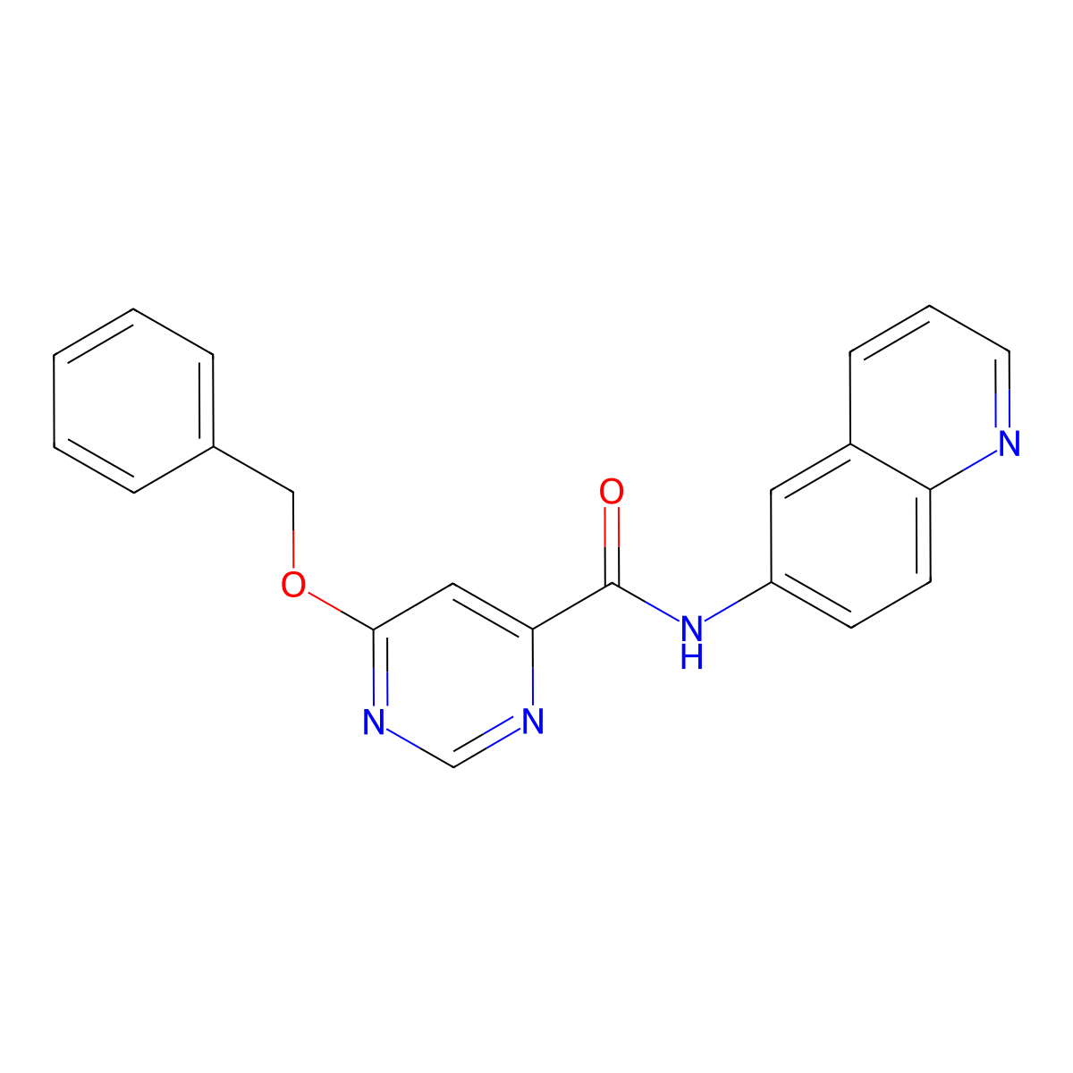 6-(benzyloxy)-N-(quinolin-6-yl)pyrimidine-4-carboxamide molecular structure, CAS 2327827-24-5