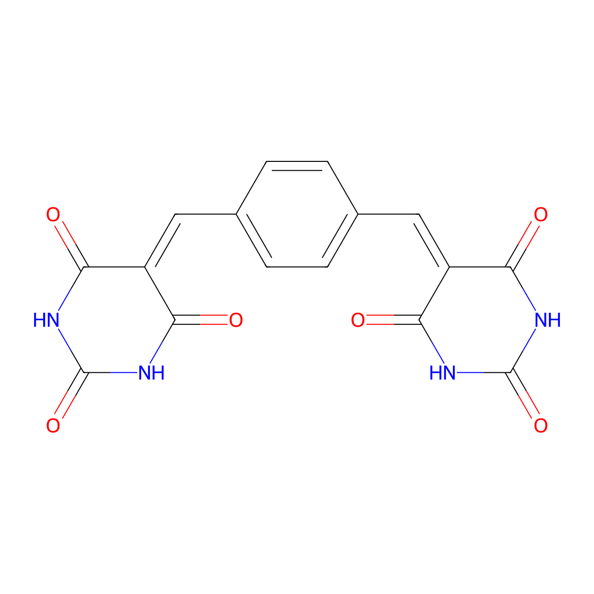 5,5'-(1,4-Phenylenedimethylylidene)dipyrimidine-2,4,6(1h,3h,5h)-trione molecular structure, CAS 23279-83-6
