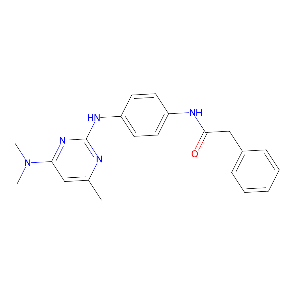 N-(4-((4-(dimethylamino)-6-methylpyrimidin-2-yl)amino)phenyl)-2-phenylacetamide molecular structure, CAS 2327925-35-7