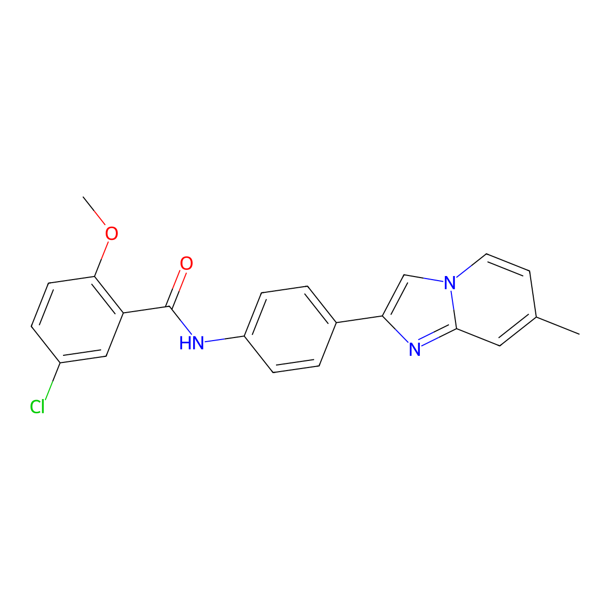 5-chloro-2-methoxy-N-(4-{7-methylimidazo[1,2-a]pyridin-2-yl}phenyl)benzamide molecular structure, CAS 2327952-48-5