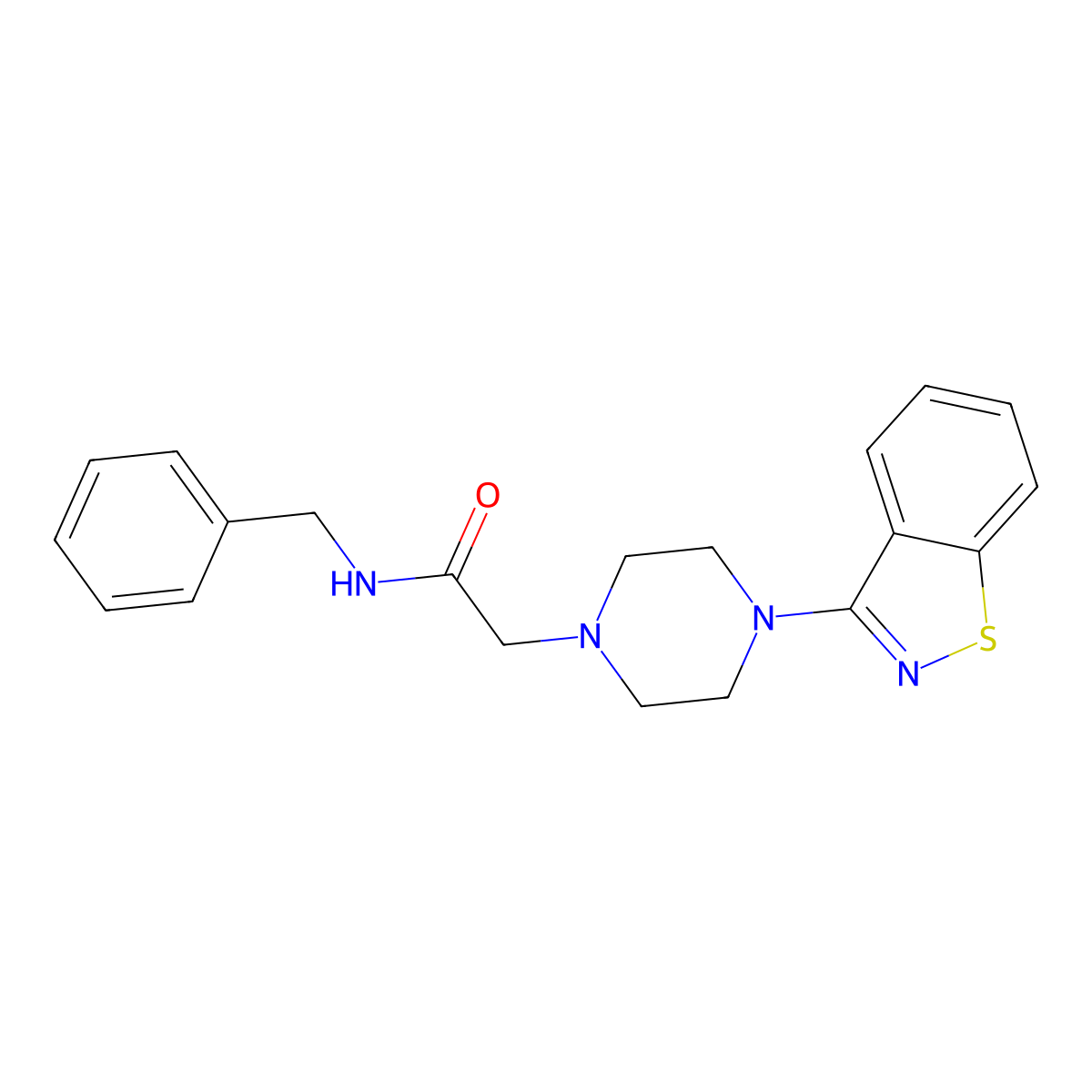 2-[4-(1,2-benzothiazol-3-yl)piperazin-1-yl]-N-benzylacetamide molecular structure, CAS 2328054-75-5