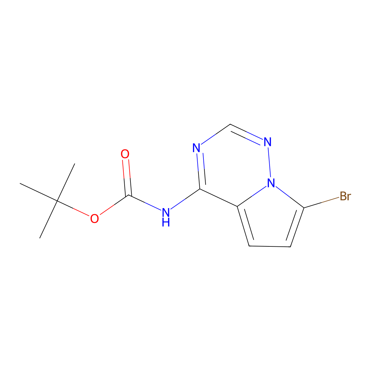tert-Butyl (7-bromopyrrolo[2,1-f][1,2,4]triazin-4-yl)carbamate molecular structure, CAS 2328091-01-4