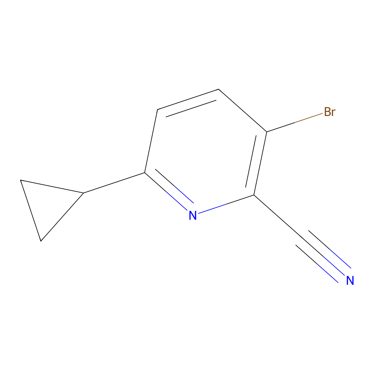 3-Bromo-6-cyclopropylpicolinonitrile molecular structure, CAS 2328100-78-1