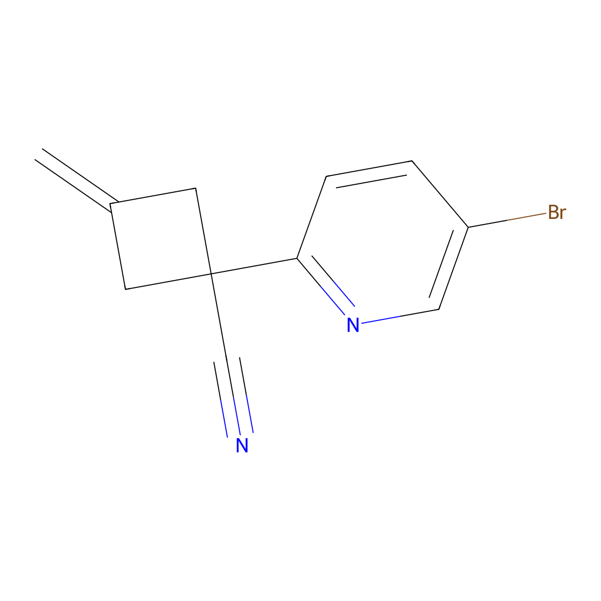 1-(5-Bromopyridin-2-yl)-3-methylidenecyclobutane-1-carbonitrile molecular structure, CAS 2328101-45-5